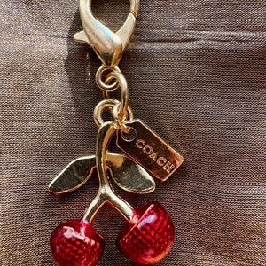 AUTHENTIC Coach Cherry Charm Keychain Red and Gold.